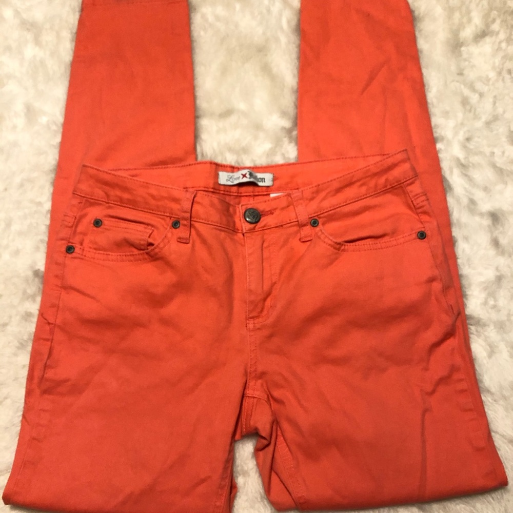 LOVE NATION Bright Peach Skinny Jeans, size 6